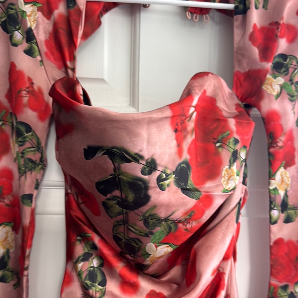 House of CB Red and Pink Floral Mini Dress - Picture 4 of 4